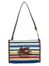 Etro Viscose Pouch With Stripes And Top Handle In Multi