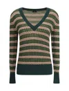 Etro Women Striped Wool Sweater In Green