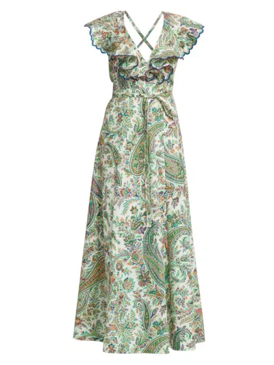 Etro Women's Summer Solstice Cotton Paisley Maxi Dress In Print Floral White