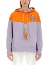 Etro Logo Embroidered Hooded Sweatshirt With Kangaroo Pocket In Purple