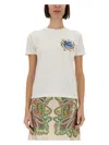 Etro Embroidered Cotton Graphic Print T-shirt In White