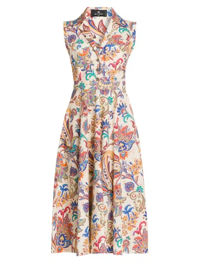Etro Women's Tapestry Floral Sleeveless Shirtdress In Pink