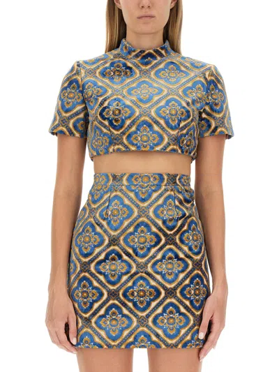 Etro Cropped Top With Intricate Pattern In Multicolor