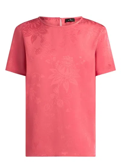 ETRO WOMEN'S TOP MC CORAL LEAVES CORAL TOP