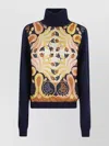 Etro Roll-neck Printed Sweater In Blue