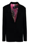 Etro Black Single-breasted Blazer With Floral Lining In Black