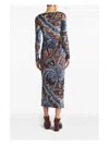 Etro Multicolor Long Dress With All-over Paisley Motiv In Azure