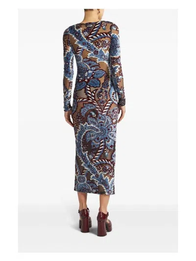 ETRO WOMEN'S VELVET JACQUARD TULLE DRESS