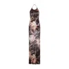 Etro Floral Crushed Velvet Backless Gown In Grey