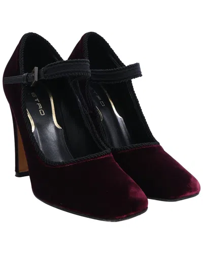 Pre-owned Etro Women's Velvet Mary Jane Pump (authentic Pre-loved)