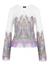 Etro Fringed Knitted Top In White