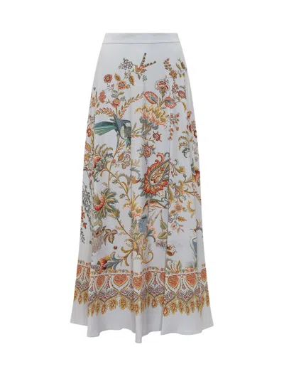 Etro White Printed Maxi Skirt In Multi