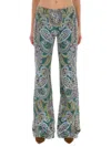 Etro Paisley Print Denim Pants In Green