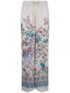 Etro Women White Pants With Elastic Drawstring Waist And All-over Floral Print In Tech Fabric Woman In White