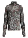 Etro Grey Floral Print Knitted Wool Sweater In Grey