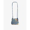Etro Womens Libra Embroidered Mini Raffia Shoulder Bag Azzurro In Azzurro