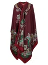 Etro Floral-jacquard Cape In Burgundy