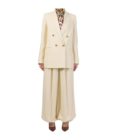 Etro Womens Double Breasted Blazer With Welt Pockets In Neutral
