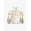Etro Multicolor Blouse With V-neck And All-over Floral Print In Cotton Woman In Print On White Base