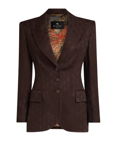 Etro Womens Jacket With Flap Pockets In Brown