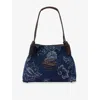 Etro Womens Denim Blue Scuro Libra Denim Shoulder Bag In Denim Blue Scuro