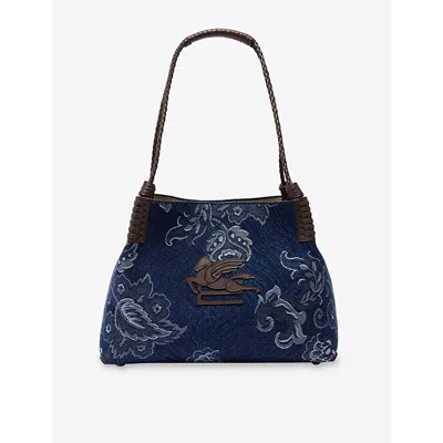 Etro Womens Libra Denim Shoulder Bag Denim Blue Scuro