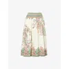 Etro Womens Print On White Base Floral-print High-rise Cotton Midi Skirt In Print On White Base