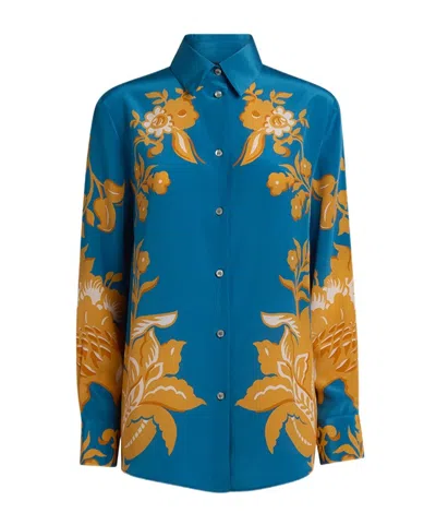 Etro Womens Regular Button Up Shirt In Blue