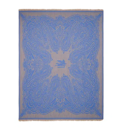 Etro Wool Alocasia Throw In Blue