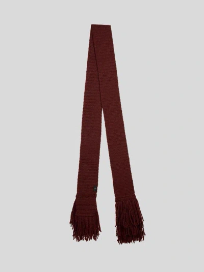 Etro , Wool And Alpaca Scarf With Fringing, Man, Burgundy