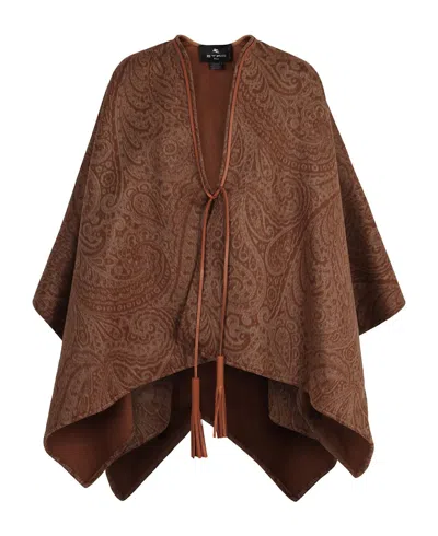 Etro Wool And Cashmere Cape In Brown