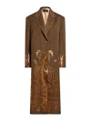 Etro Dark Brown Coat With Laminated Print In Brown