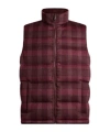 Etro Wool And Cashmere Down Gilet With Check Motif In Burgundy