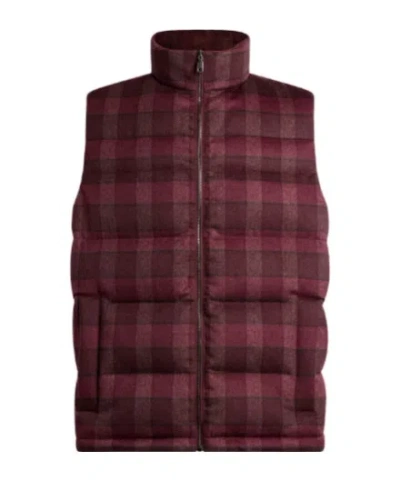 ETRO WOOL AND CASHMERE DOWN GILET WITH CHECK MOTIF