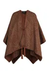 Etro Wool And Cashmere Jacquard Cloak In Brown
