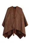 Etro Wool And Cashmere Jacquard Cloak In Brown