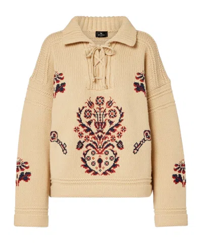 Etro Wool And Cashmere Sweater In Brown