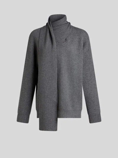 ETRO , WOOL AND CASHMERE SWEATER, WOMAN, GREY, SIZE 46