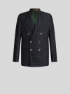 Etro Floral-jacquard Double-breasted Blazer In Navy Blue
