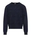 Etro Blue Sweater With Paisley Print In Cotton-wool Blend In Blue