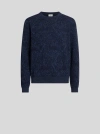 Etro Blue Sweater With Paisley Print In Cotton-wool Blend In Blue