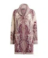 Etro Wool And Cotton Jacquard Maxi Cardigan In Burgundy