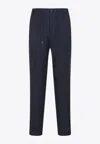 Etro Blue Solid Drawstring Trousers In Blue