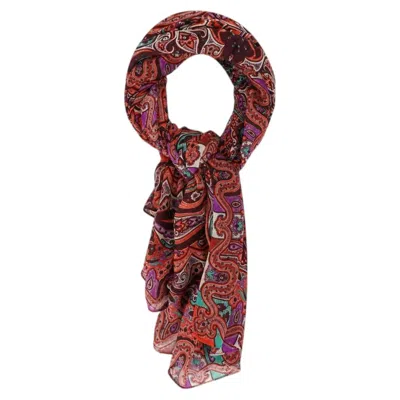 Pre-owned Etro Wool & Silk Blend Paisley Print Scarf In Brown