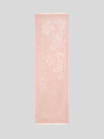 Etro , Wool And Silk Jacquard Scarf With Tie Motif And Floral Pattern, Woman, Powder Pink