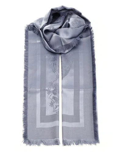 Etro Wool And Silk Scarf In Light Blue