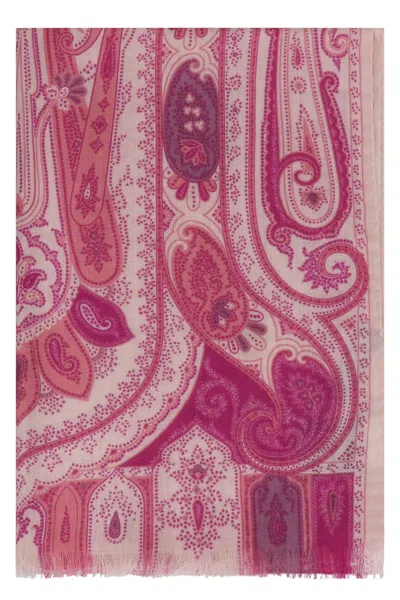 Etro Wool And Silk Scarf In Pink