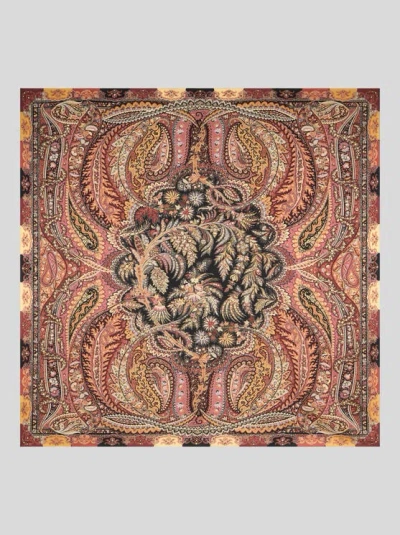 Etro , Wool And Silk Shawl With Print, Woman, Burgundy