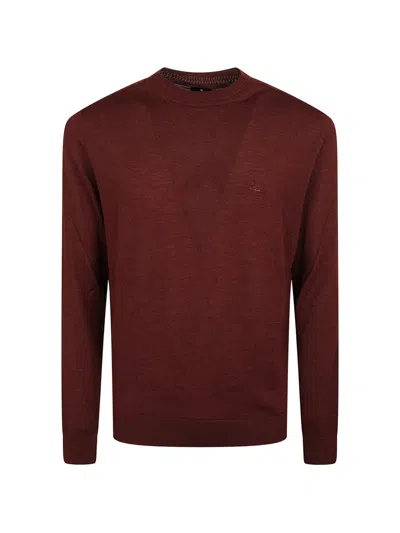 Etro Wool And Silk Sweater With Pegaso Embroidery In Red