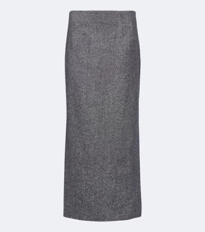 Etro Wool And Silk-blend Maxi Skirt In Grey